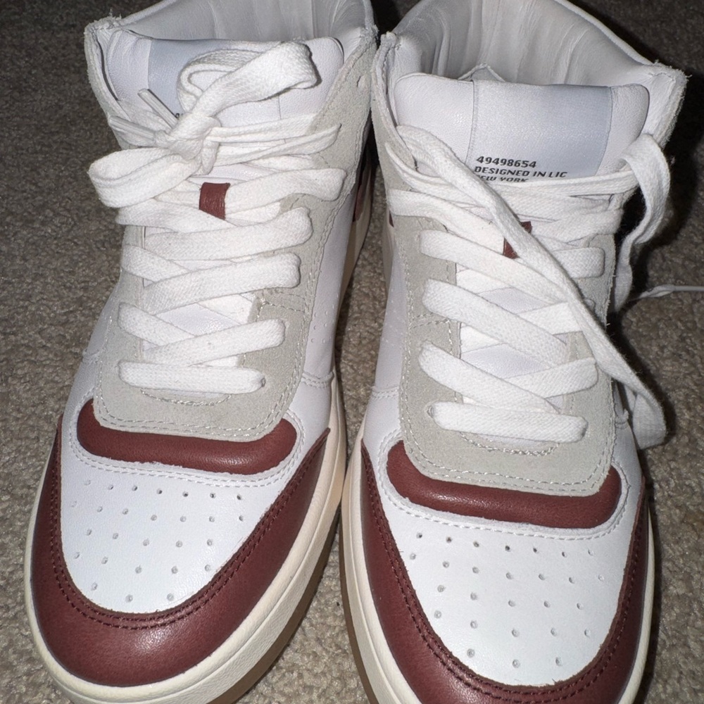 Steve Madden White and Burgundy High-Top Sneakers - Picture 6 of 9